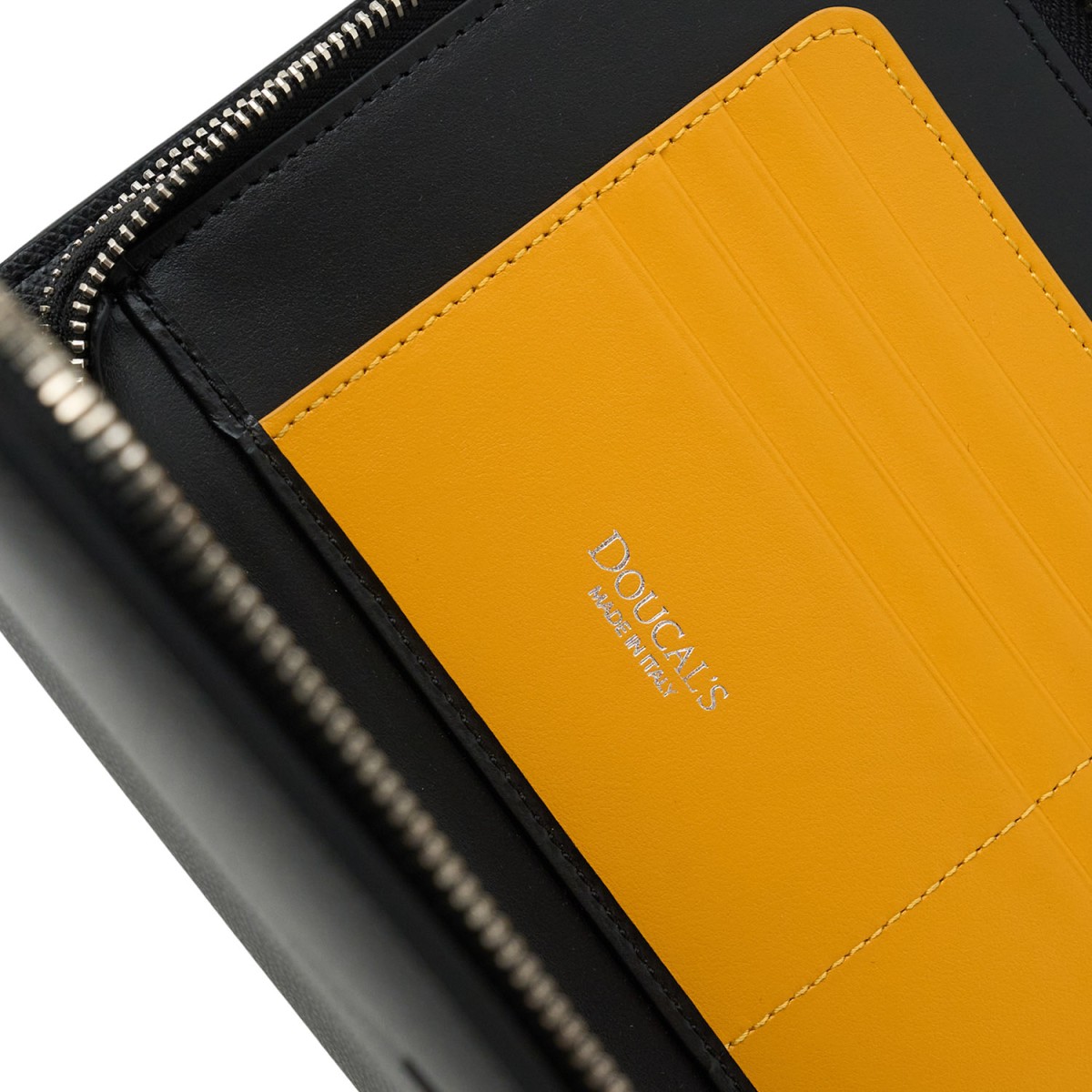 Double-zip wallet VITELLO PALMELLATO - BLACK